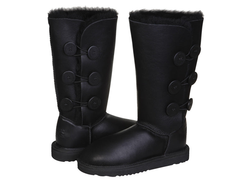 Tall black online uggs with buttons